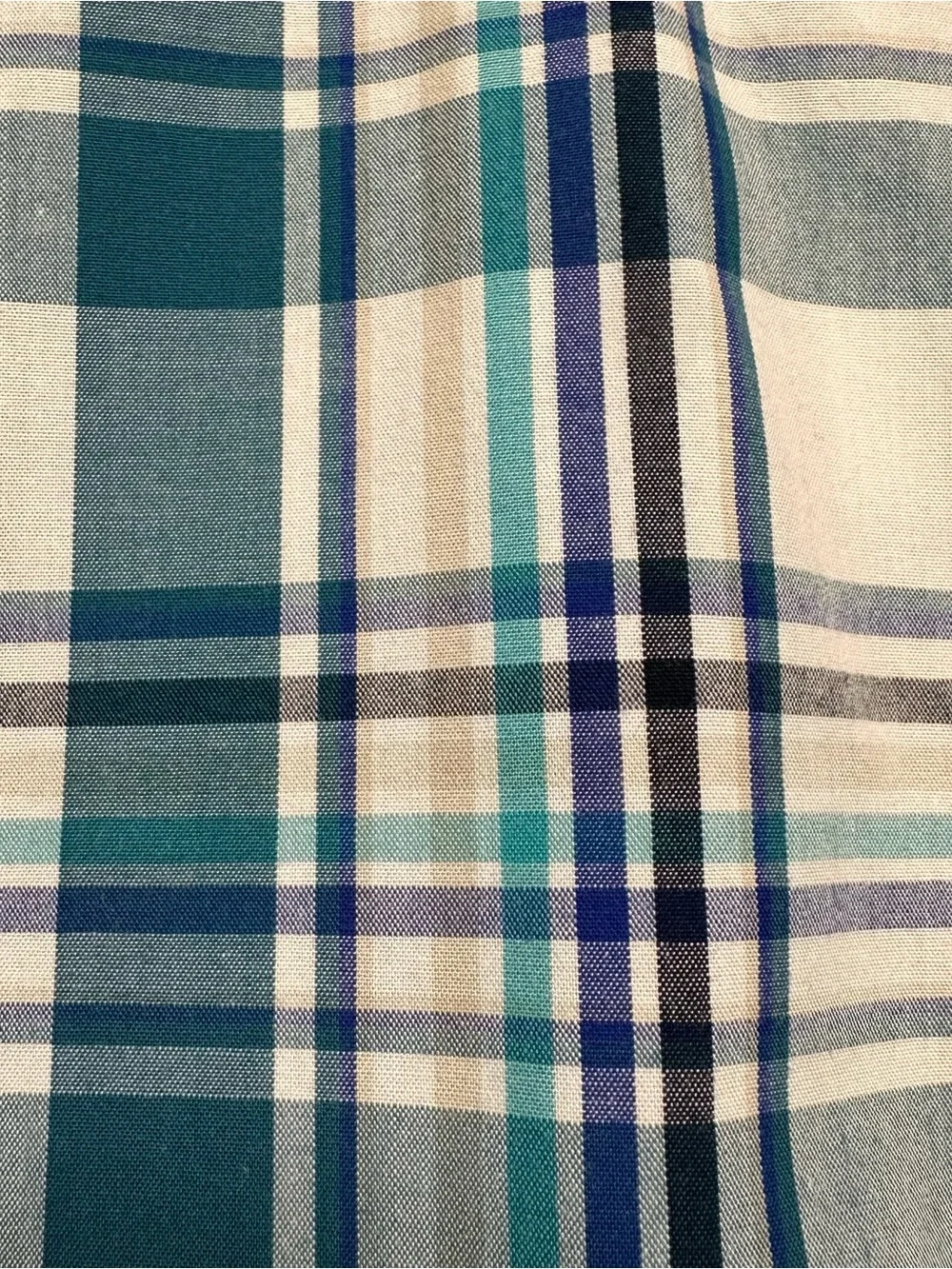 Banana Republic Teal and White Plaid Button-Down Shirt Men's Size Large